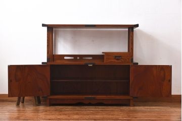 中古　民芸家具　力強い杢目が見事な飾り棚(茶棚)