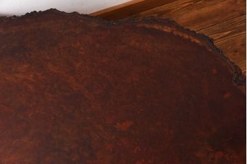 中古　特大　カリン材(花梨材)　鳥眼杢　木肌と木目が存在感を放つ座卓(定価約180万円)