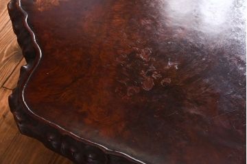 中古　特大　カリン材(花梨材)　鳥眼杢　木肌と木目が存在感を放つ座卓(定価約180万円)