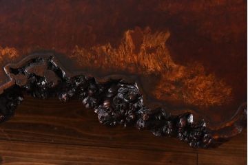 中古　特大　カリン材(花梨材)　鳥眼杢　木肌と木目が存在感を放つ座卓(定価約180万円)