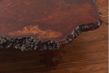 中古　特大　カリン材(花梨材)　鳥眼杢　木肌と木目が存在感を放つ座卓(定価約180万円)