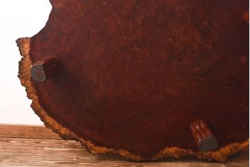 中古　特大　カリン材(花梨材)　鳥眼杢　木肌と木目が存在感を放つ座卓(定価約180万円)