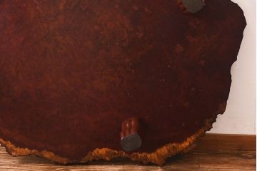 中古　特大　カリン材(花梨材)　鳥眼杢　木肌と木目が存在感を放つ座卓(定価約180万円)