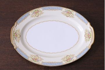 アンティーク雑貨　中古　ノリタケ(Noritake)　上品な花柄のオーバルプレート(大皿、洋食器)