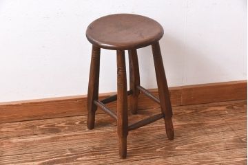 アンティーク雑貨　大正〜昭和初期　ブナ材　レトロなお部屋にぴったりのスツール(椅子、チェア、花台)