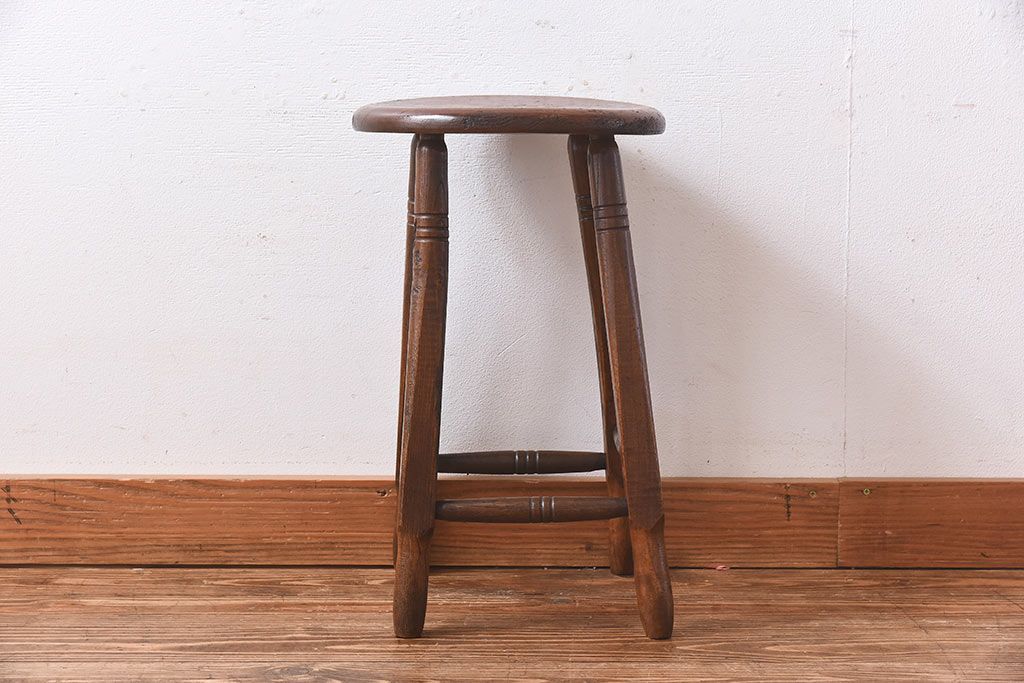 アンティーク雑貨　大正〜昭和初期　ブナ材　レトロなお部屋にぴったりのスツール(椅子、チェア、花台)