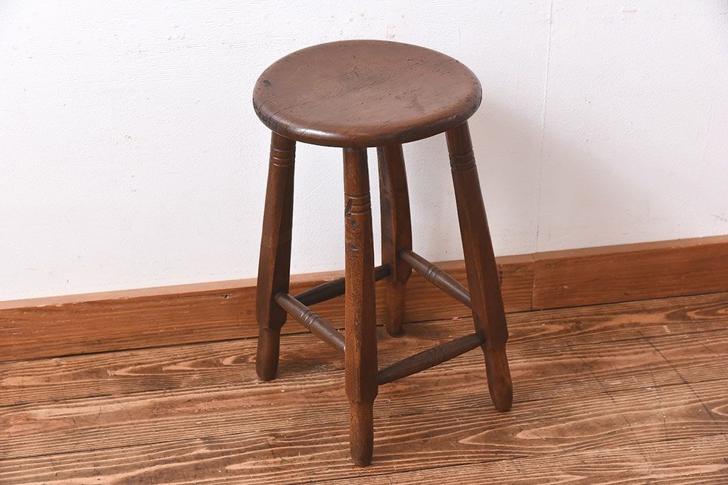 アンティーク雑貨　大正〜昭和初期　ブナ材　レトロなお部屋にぴったりのスツール(椅子、チェア、花台)