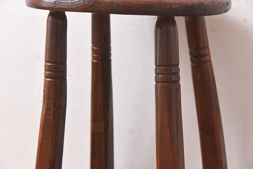 アンティーク雑貨　大正〜昭和初期　ブナ材　レトロなお部屋にぴったりのスツール(椅子、チェア、花台)