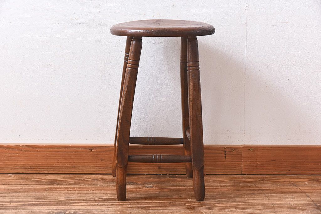 アンティーク雑貨　大正〜昭和初期　ブナ材　レトロなお部屋にぴったりのスツール(椅子、チェア、花台)