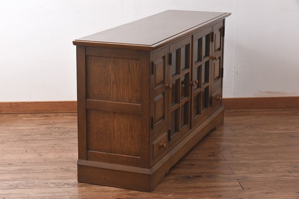 中古　北海道民芸　明るい色味がめずらしい!ナラ材のサイドボード(収納棚、キャビネット)(定価38万円)