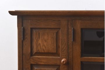 中古　北海道民芸　明るい色味がめずらしい!ナラ材のサイドボード(収納棚、キャビネット)(定価38万円)