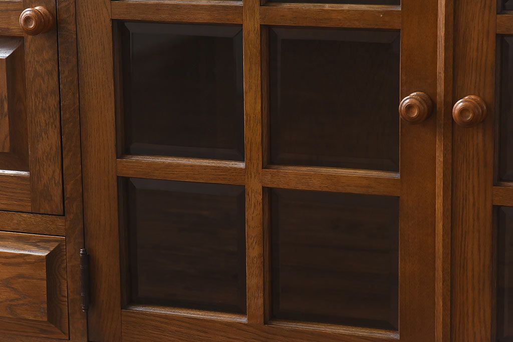 中古　北海道民芸　明るい色味がめずらしい!ナラ材のサイドボード(収納棚、キャビネット)(定価38万円)