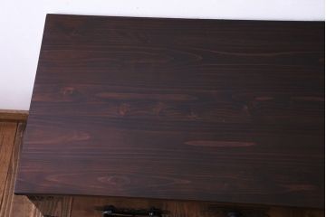 アンティーク家具　和製アンティーク　鉄脚付き　和モダンなローチェスト(箪笥ローボード、衣装箪笥、引き出し)