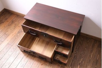 アンティーク家具　和製アンティーク　隠し付き!　和モダンなローチェスト(箪笥ローボード、衣装箪笥、引き出し)