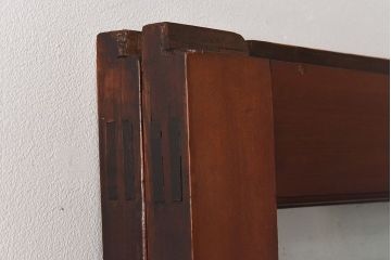 和製アンティーク　腰板ケヤキ材　味わい深い風合いの大きなガラス戸(引き戸、建具)2枚セット