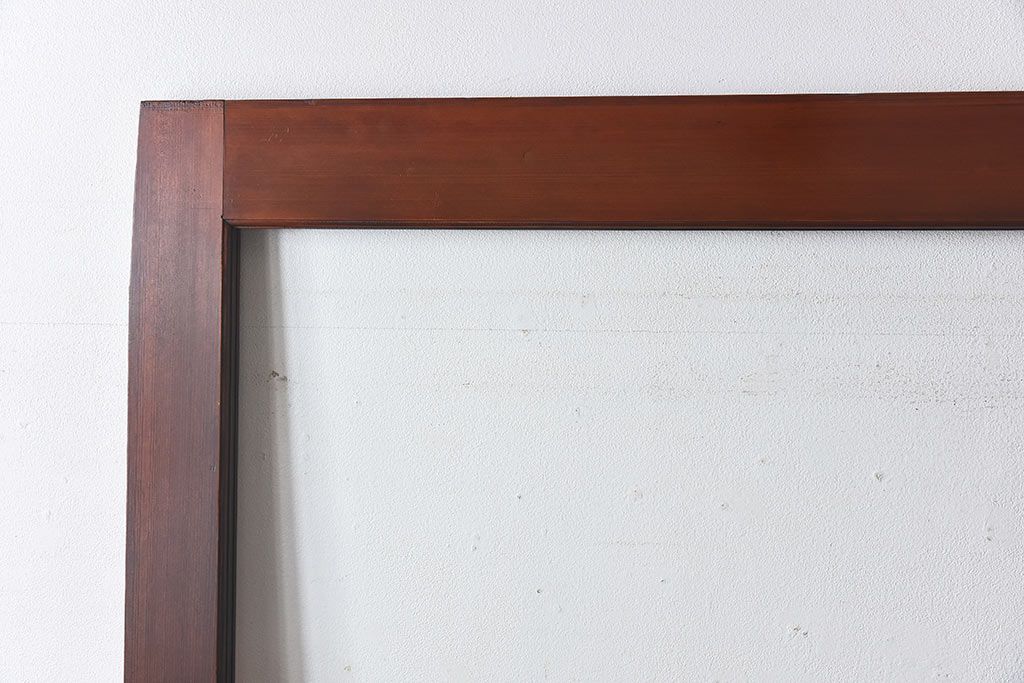 和製アンティーク　腰板ケヤキ材　味わい深い風合いの大きなガラス戸(引き戸、建具)2枚セット