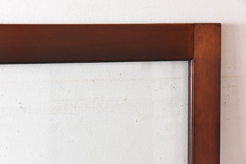 和製アンティーク　腰板ケヤキ材　味わい深い風合いの大きなガラス戸(引き戸、建具)2枚セット