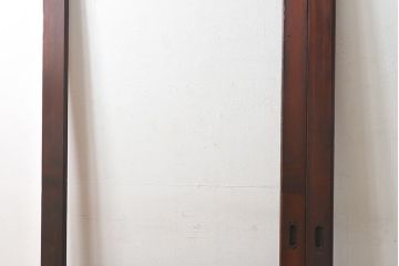 和製アンティーク　腰板ケヤキ材　味わい深い風合いの大きなガラス戸(引き戸、建具)2枚セット