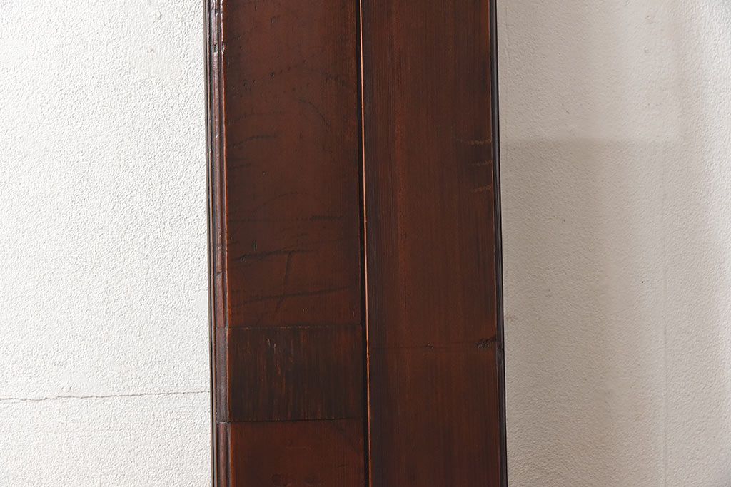 和製アンティーク　腰板ケヤキ材　味わい深い風合いの大きなガラス戸(引き戸、建具)2枚セット