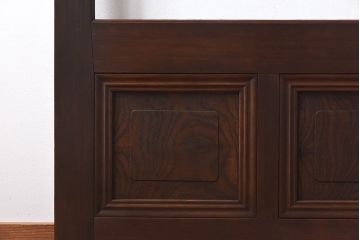 和製アンティーク　腰板ケヤキ材　味わい深い風合いの大きなガラス戸(引き戸、建具)2枚セット