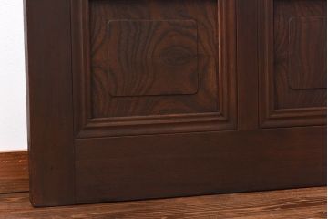 和製アンティーク　腰板ケヤキ材　味わい深い風合いの大きなガラス戸(引き戸、建具)2枚セット