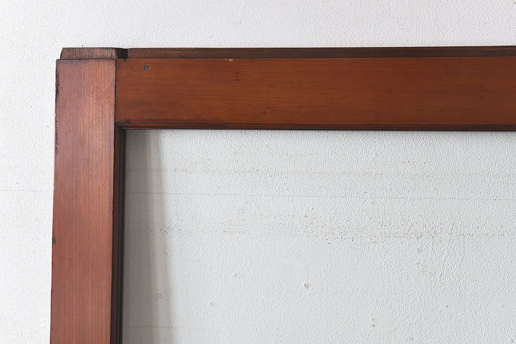 和製アンティーク　腰板ケヤキ材　味わい深い風合いの大きなガラス戸(引き戸、建具)2枚セット