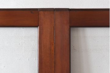 和製アンティーク　腰板ケヤキ材　味わい深い風合いの大きなガラス戸(引き戸、建具)2枚セット