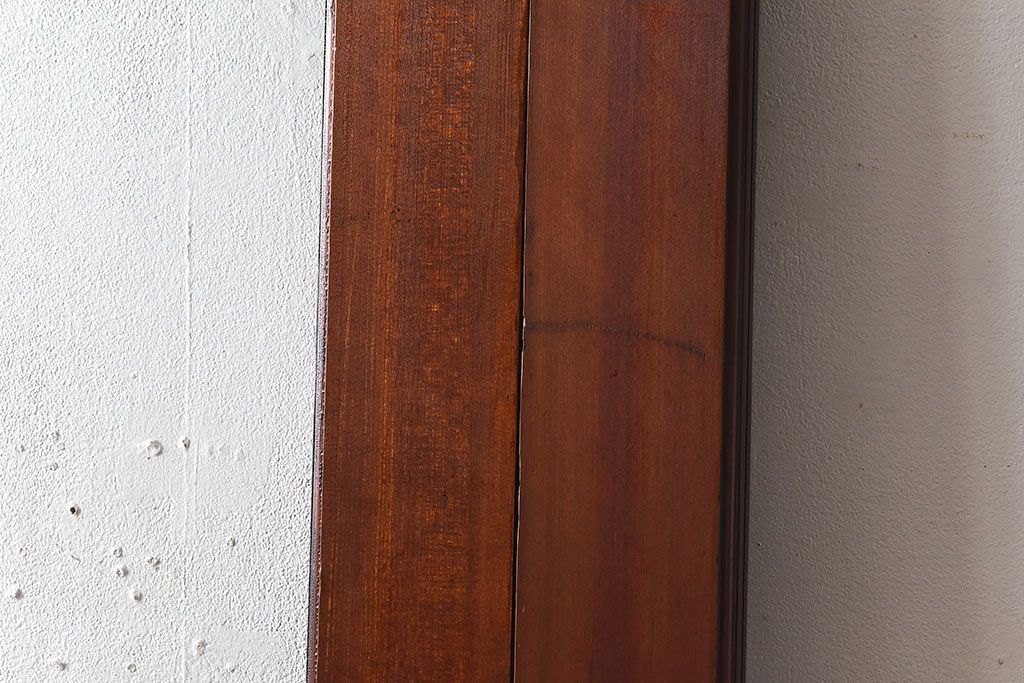 和製アンティーク　腰板ケヤキ材　味わい深い風合いの大きなガラス戸(引き戸、建具)2枚セット