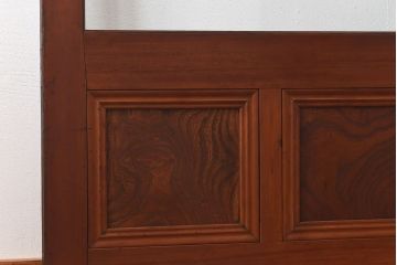 和製アンティーク　腰板ケヤキ材　味わい深い風合いの大きなガラス戸(引き戸、建具)2枚セット