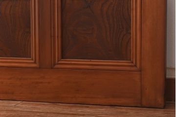 和製アンティーク　腰板ケヤキ材　味わい深い風合いの大きなガラス戸(引き戸、建具)2枚セット