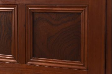 和製アンティーク　腰板ケヤキ材　味わい深い風合いの大きなガラス戸(引き戸、建具)2枚セット