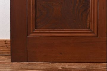 和製アンティーク　腰板ケヤキ材　味わい深い風合いの大きなガラス戸(引き戸、建具)2枚セット