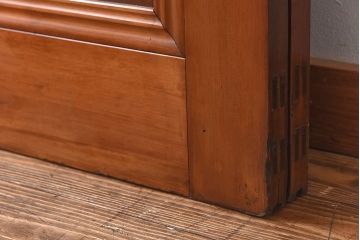 和製アンティーク　腰板ケヤキ材　味わい深い風合いの大きなガラス戸(引き戸、建具)2枚セット