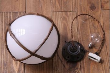和製アンティーク　ほっこり愛らしい竹の巻かれたペンダントライト(天井照明、吊り下げ照明、シェード)