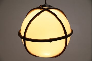 和製アンティーク　ほっこり愛らしい竹の巻かれたペンダントライト(天井照明、吊り下げ照明、シェード)