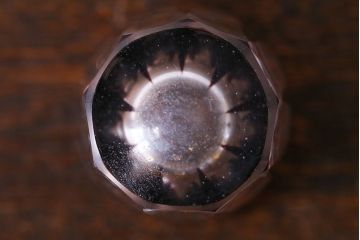 アンティーク雑貨　昭和初期　赤被せ　切子ショットグラス(酒器、和食器)