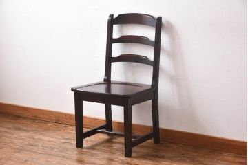 中古　北海道民芸家具　滑らかな質感が美しいラダーバックチェア(ダイニングチェア、板座チェア、椅子)