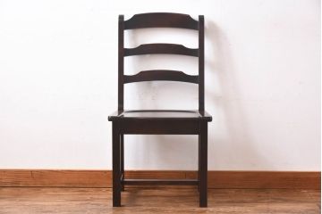 中古　北海道民芸家具　滑らかな質感が美しいラダーバックチェア(ダイニングチェア、板座チェア、椅子)