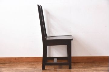 中古　北海道民芸家具　滑らかな質感が美しいラダーバックチェア(ダイニングチェア、板座チェア、椅子)