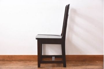 中古　北海道民芸家具　滑らかな質感が美しいラダーバックチェア(ダイニングチェア、板座チェア、椅子)