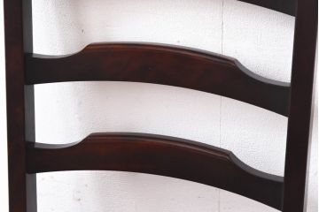 中古　北海道民芸家具　滑らかな質感が美しいラダーバックチェア(ダイニングチェア、板座チェア、椅子)