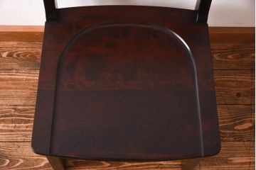 中古　北海道民芸家具　滑らかな質感が美しいラダーバックチェア(ダイニングチェア、板座チェア、椅子)