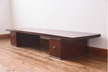 アンティーク家具　和製アンティーク　天板一枚板　小引き出し脚　木の風合いが味わい深い裁ち板(ローテーブル、作業台)