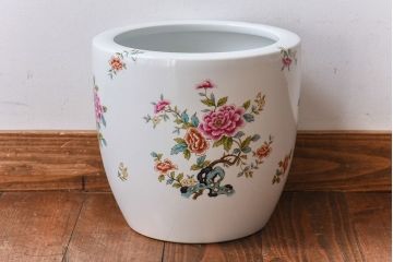 アンティーク雑貨　ノリタケ(日陶・則武)　華やかな色遣いの壱型火鉢(手あぶり、鉢カバー)