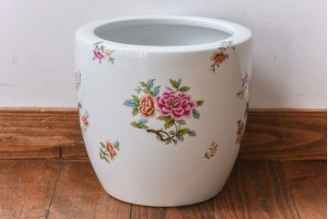 アンティーク雑貨　ノリタケ(日陶・則武)　華やかな色遣いの壱型火鉢(手あぶり、鉢カバー)