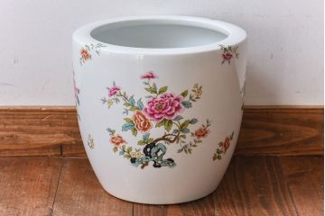 アンティーク雑貨　ノリタケ(日陶・則武)　華やかな色遣いの壱型火鉢(手あぶり、鉢カバー)