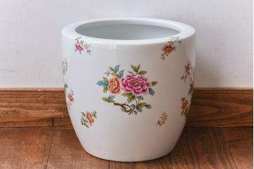 アンティーク雑貨　ノリタケ(日陶・則武)　華やかな色遣いの壱型火鉢(手あぶり、鉢カバー)