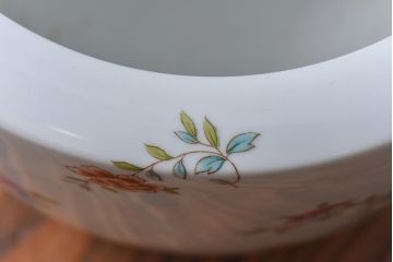 アンティーク雑貨　ノリタケ(日陶・則武)　華やかな色遣いの壱型火鉢(手あぶり、鉢カバー)