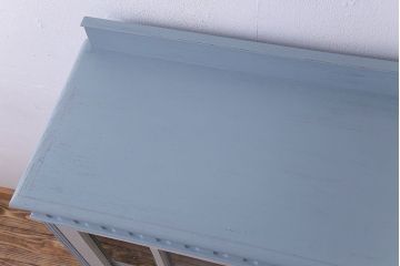 ヴィンテージ家具　ビンテージ　丸脚が愛らしいペイント収納棚(ガラスケース、ショーケース、飾り棚、キャビネット)