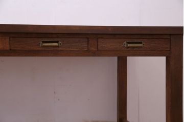 アンティーク家具　和製アンティーク　シンプルな両面引き出し付き特大作業テーブル(作業台、ダイニングテーブル)